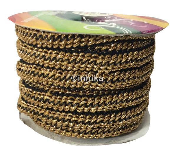 9 Meter Strip Black Base Gold Embroidery Roll Lace