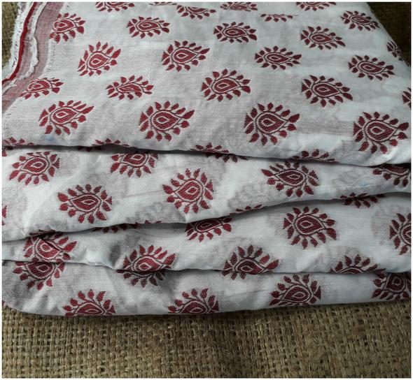 Maroon Jaquard Brocade Cotton Fabric