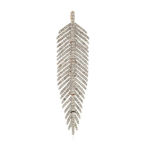 Gold Pave Diamond Leaf Pendant