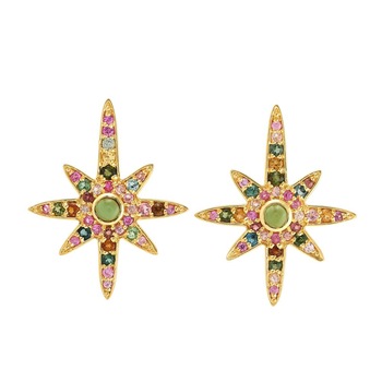 Gold Tourmaline Star Design Stud Earring, Occasion : Anniversary, Engagement, Gift, Party