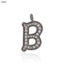 Pave Setting Diamond Alphabet Charm Pendant