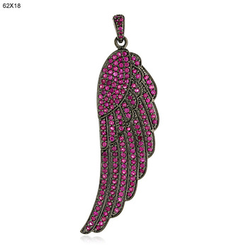 Precious Ruby Angel Wing Silver Pendant, Occasion : Party