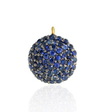 Sapphire Blue Pave Gemstone Charm, Size : 14X12 MM