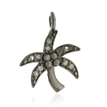 Single Cut Diamond Palm Charm Pendant