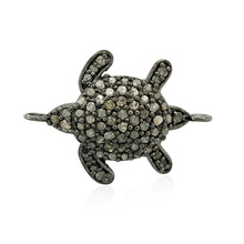 Sterling Silver Diamond Turtle Connector Charm, Occasion : Gift