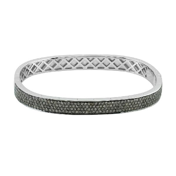 Sterling Silver Pave Diamond Bangle, Occasion : Anniversary, Engagement