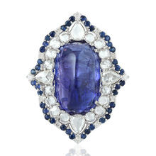 Tanzanite Genuine Diamond Women Cocktail Ring, Gender : Women's