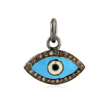 terling Silver Pave Diamond Evil Eye Charm