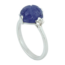 White Gold Beautiful Women Carving Tanzanite Ring