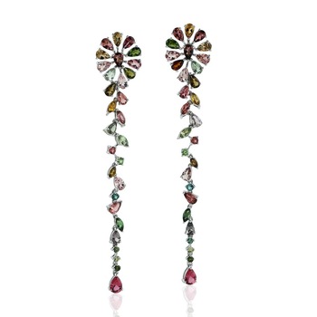 Women Dangle Earring Tourmaline Gold