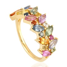 Yellow Gold Multi Sapphire Ring, Occasion : Anniversary, Engagement, Gift, Party