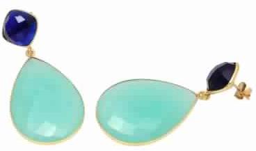 Aqua Chalcedony And Blue Sapphire Fashion Earring