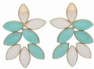 Aqua Chalcedony and Shell Gemstone Earring, Purity : 925Sterling Silver