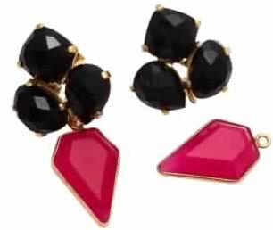 Black Onyx and Hot Pink Chalcedony Fashion Earring