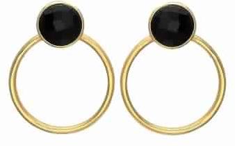 Black Onyx Earring Round Gemstone Earring, Purity : 925 Sterling Silver