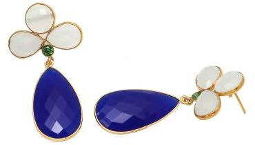 Blue Chalcedony And Pearl Shell Gemstone Earring