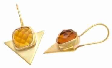 Citrine Quartz Trillion Shape Stud Earring