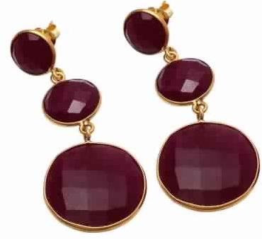 Dyed Ruby Mix Size Gemstone Earring, Purity : 925 Sterling Silver