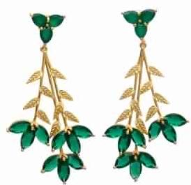 Emerald Hydro And Green Onyx Marquise And Leaf Shape Earring