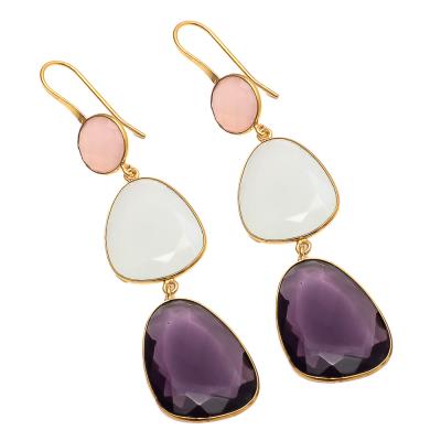 Fancy Shape Gemstone Earring, Purity : 925 Sterling Silver