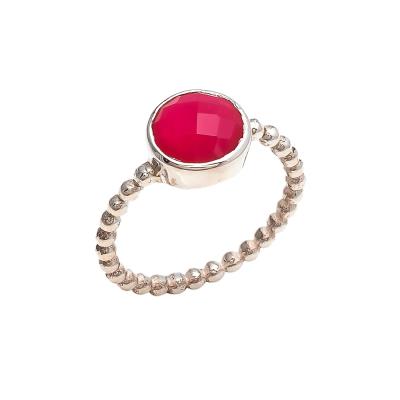 Fuchsia Pink Chalcedony Ring