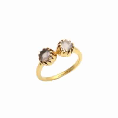 Gray Chalcedony Gemstone Ring, Size : 5 mm.