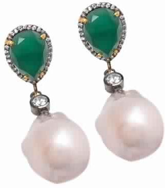 Green Onyx Zircon Earring, Purity : 925Sterling Silver
