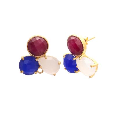 Multi Stone Gemstone Earring, Purity : 925 Sterling Silver