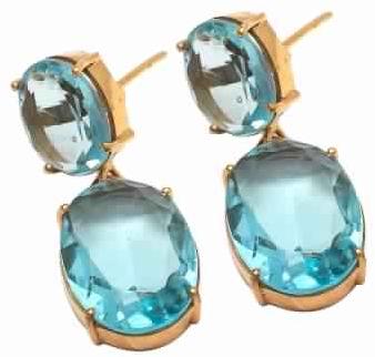 Hydro Blue Topaz Oval Cut gemstone earring
