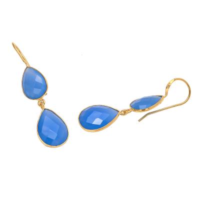 Light Blue Chalcedony Pear Drop Earring