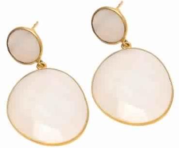 Milky And Pink Chalcedony White Gemstone Earring