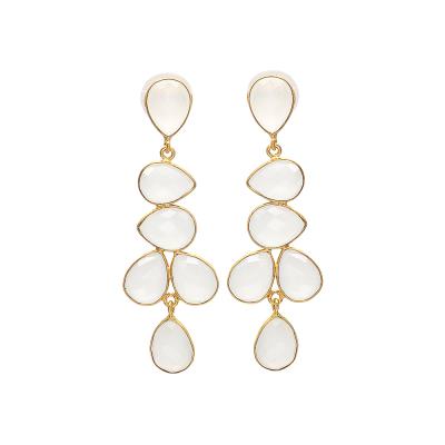 Milky Chalcedony Gemstone Bezal Set Earring, Purity : 925 Sterling Silver