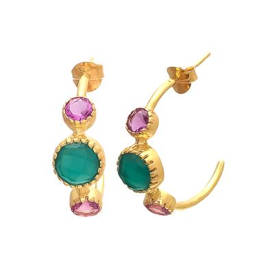 Mix Size Small Gemstone Earring, Purity : 925 Sterling Silver