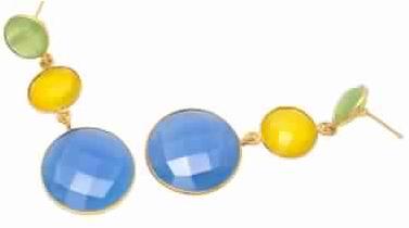 Multi Gemstone Earring Chalcedony Earring, Purity : 925 Sterling Silver