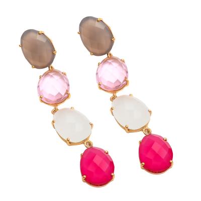 Multi Stone Multi Color Gemstones Earring