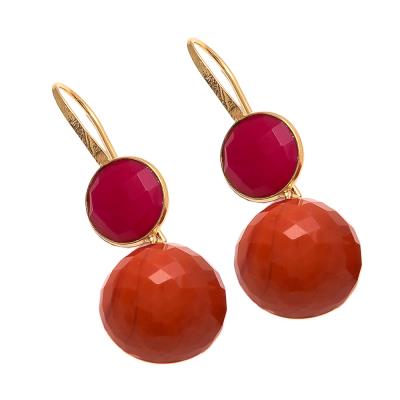 Orange Chalcedony And Fuchsia Chalcedony Earring