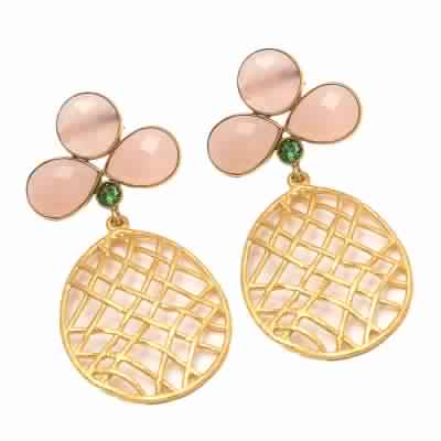 Pink Chalcedony Pink Stone Earring