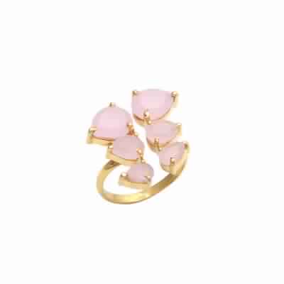 Rose Quartz Chalcedony Gemstone Ring