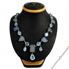 925 Sterling Silver Gemstone Jewelry Charming Druzy, Snake Rutile Gemstone Necklace