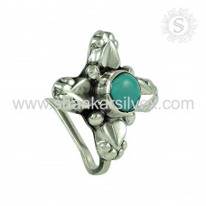 Charming Turquoise Gemstone 925 Sterling Silver Vintage Nose Pin Jewelry