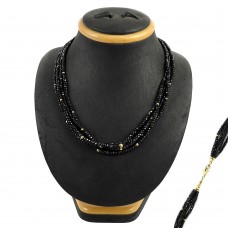 Latest Design ! Black Spinel Gemstone Sterling Silver Necklace Jewelry