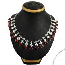 Paradise Lantern ! 925 Sterling Silver Red Jasper Necklace