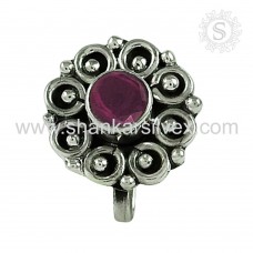 Party Wear Ruby Gemstone 925 Sterling Silver Fashion Nose Pin Jewelry