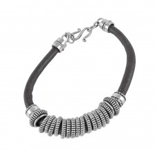 Placid 925 Sterling Silver Leather Bracelet