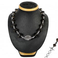 Popular Design ! Smoky Quartz Gemstone Sterling Silver Necklace Jewelry