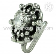 Pretty CZ Gemstone 925 Sterling Silver Gemstone Nose Pin Jewelry