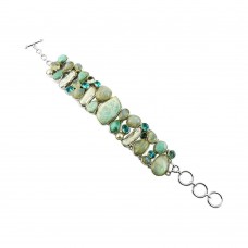 Simple !! 925 Sterling Silver Multi Stones Bracelet