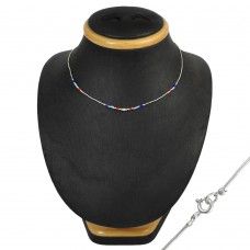 Stunning Coral, Turquoise, Lapis Gemstone Sterling Silver Necklace Jewelry