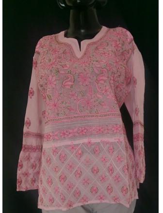 CherryBlossom Pink Georgette Top, Size : 44