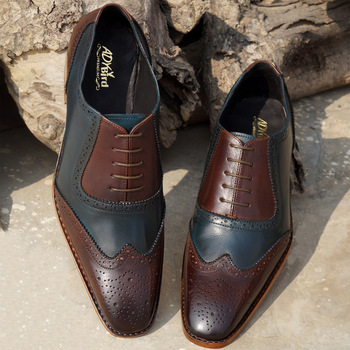 welted Aegean Blue Brown Brouge Formal shoes